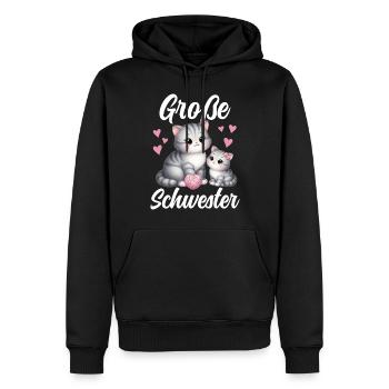 Große Schwester Katze Älteres Geschwisterkind - Männer Premium Bio Hoodie - Schwarz - Vorne - Nico (187cm)