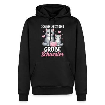 Große Schwester Katze Älteres Geschwisterkind - Männer Premium Bio Hoodie - Schwarz - Vorne - Nico (187cm)