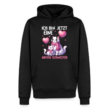 Große Schwester Katze Älteres Geschwisterkind - Männer Premium Bio Hoodie - Schwarz - Vorne - Nico (187cm)