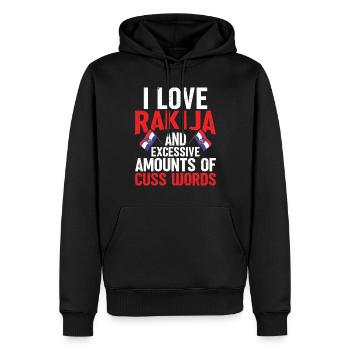 Ich Liebe Rakija Und Übermäßige Mengen An - Männer Premium Bio Hoodie - Schwarz - Vorne - Nico (187cm)