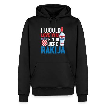 I'd love you if you could eat rakija - Men’s Premium Organic Hoodie - black - Front - Nico (187cm)