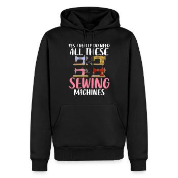 Ja, ich brauche wirklich all diese Nähmaschinen - Männer Premium Bio Hoodie - Schwarz - Vorne - Nico (187cm)