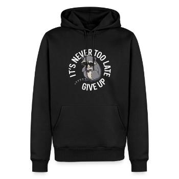 Il n’est jamais trop tard pour abandonner - Sweat à capuche Premium bio Homme - noir - Devant - Nico (187cm)
