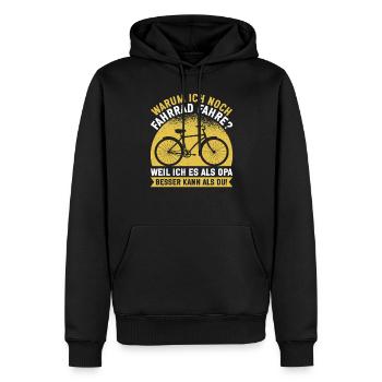 Grand-père Bike Lover Grand-père Bike Pops - Sweat à capuche Premium bio Homme - noir - Devant - Nico (187cm)