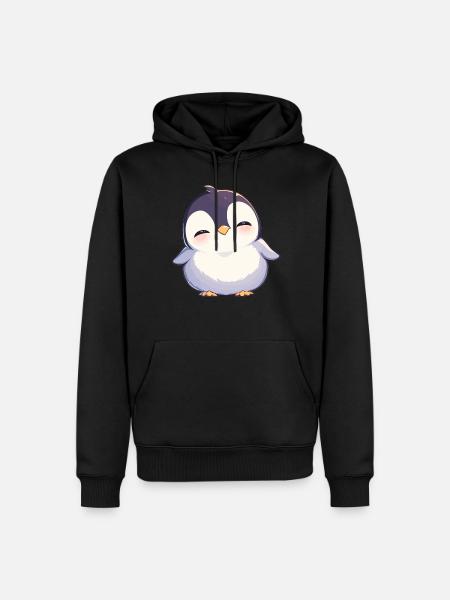 Pinguine Pinguin - Männer Premium Bio Hoodie - Schwarz