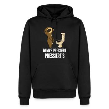 Lustiges Faultier Toiletten Humor Wenns Pressiert - Männer Premium Bio Hoodie - Schwarz - Vorne - Nico (187cm)
