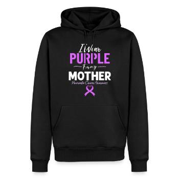 Je porte du violet pour ma mère du pancréas violet - Sweat à capuche Premium bio Homme - noir - Devant - Nico (187cm)