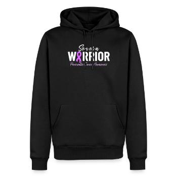 Fils D’un Guerrier Ruban Violet Cancer Du Pancréas - Sweat à capuche Premium bio Homme - noir - Devant - Nico (187cm)