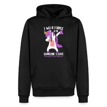 Ich trage Lila für jemanden, den ich liebe Regenbogen - Männer Premium Bio Hoodie - Schwarz - Vorne - Nico (187cm)