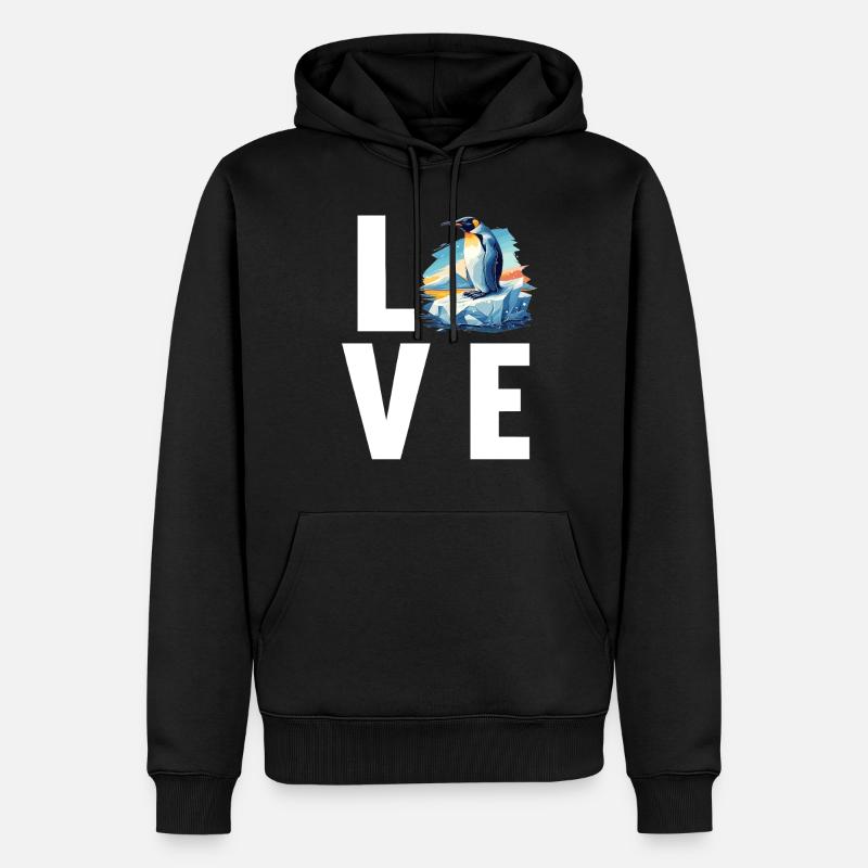 Pinguine Pinguin - Männer Premium Bio Hoodie - Schwarz
