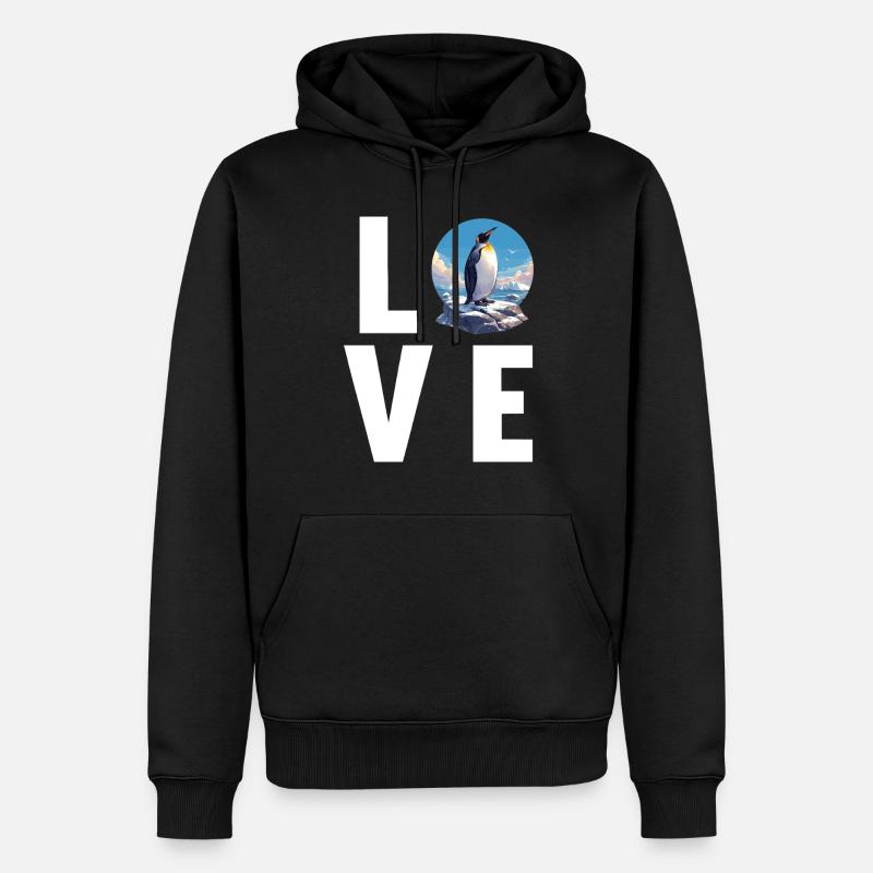 Pinguine Pinguin - Männer Premium Bio Hoodie - Schwarz