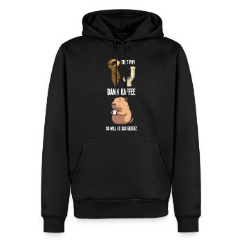Faultier Capybara Erst Pinkeln Dann Kaffee Morgen - Männer Premium Bio Hoodie - Schwarz - Vorne - Nico (187cm)
