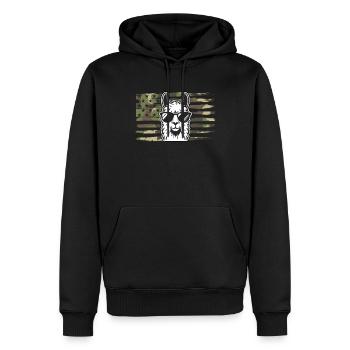 Llama Camouflage US Flag Llama - Männer Premium Bio Hoodie - Schwarz - Vorne - Nico (187cm)