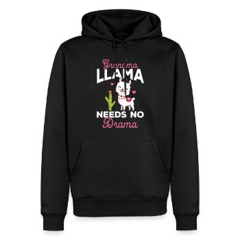Grandma Llama Needs No Drama - Alpaca Llama - Männer Premium Bio Hoodie - Schwarz - Vorne - Nico (187cm)