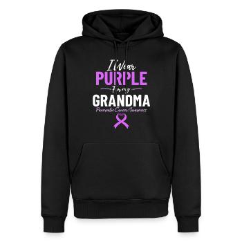 I Wear Purple for My Grandma Chemotherapy - Men’s Premium Organic Hoodie - black - Front - Nico (187cm)