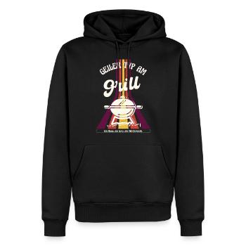 gars au grill drôle dire grillades rétro - Sweat à capuche Premium bio Homme - noir - Devant - Nico (187cm)