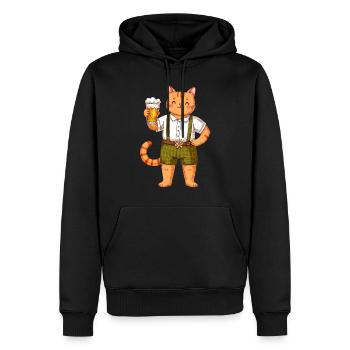 Katze mit Bier Katzenliebhaber Lederhose Bier - Männer Premium Bio Hoodie - Schwarz - Vorne - Nico (187cm)