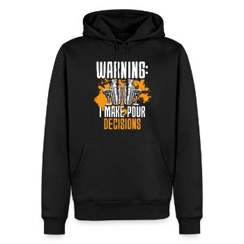 Bartender Barman Warning I Make Pour Decisions - Men’s Premium Organic Hoodie - black - Front - Nico (187cm)