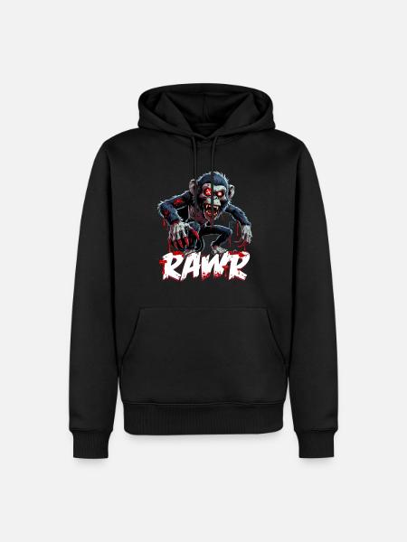 Gruseliger Zombie Affe Schimpanse - Männer Premium Bio Hoodie - Schwarz