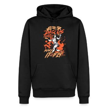 Diskuswurf Life Is A Discus Throw Make It Fly - Men’s Premium Organic Hoodie - black - Front - Nico (187cm)