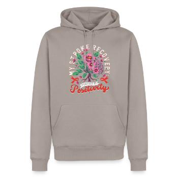 Schlaganfall Erholung - Männer Premium Bio Hoodie - Taupe - Vorne - Nico (187cm)