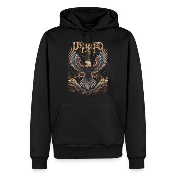 Vol déchaîné - Aigle et géométrie sacrée - Sweat à capuche Premium bio Homme - noir - Devant - Nico (187cm)