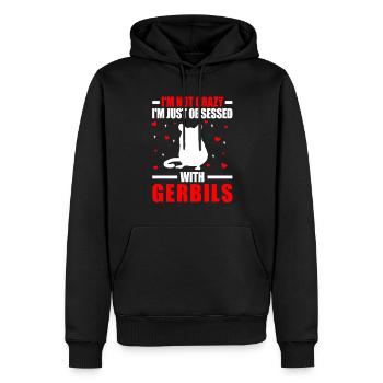 La gerbille n’est pas une gerbille rongeur folle - Sweat à capuche Premium bio Homme - noir - Devant - Nico (187cm)