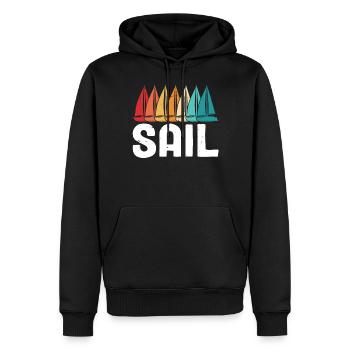 Voile dériveur voilier capitaine de mer Rétro drôle - Sweat à capuche Premium bio Homme - noir - Devant - Nico (187cm)