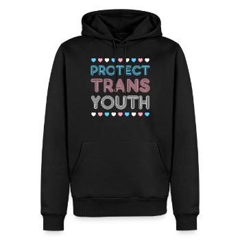 Fierté LGBT transgenre - Sweat à capuche Premium bio Homme - noir - Devant - Nico (187cm)