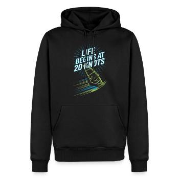 Windsurfing Life Begins At 20 Knots Windsurfer - Männer Premium Bio Hoodie - Schwarz - Vorne - Nico (187cm)