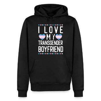 Transgender Trans LGBT Pride - Men’s Premium Organic Hoodie - black - Front - Nico (187cm)