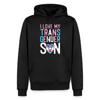 Fierté LGBT transgenre - Sweat à capuche Premium bio Homme - noir - Devant - Nico (187cm)