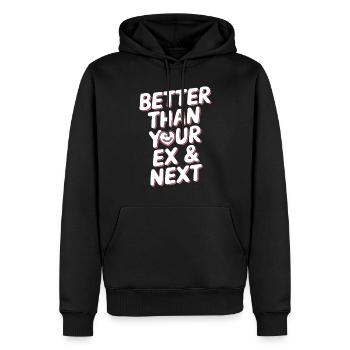 Mieux que votre ex et votre prochaine rupture Single Party - Sweat à capuche Premium bio Homme - noir - Devant - Nico (187cm)