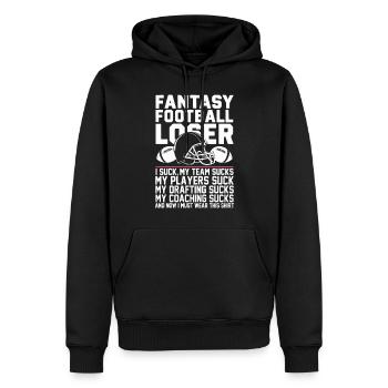 Funny Fantasy Football Loser - Je suis nul en fantasy - Sweat à capuche Premium bio Homme - noir - Devant - Nico (187cm)