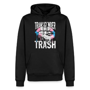 Fierté LGBT transgenre - Sweat à capuche Premium bio Homme - noir - Devant - Nico (187cm)