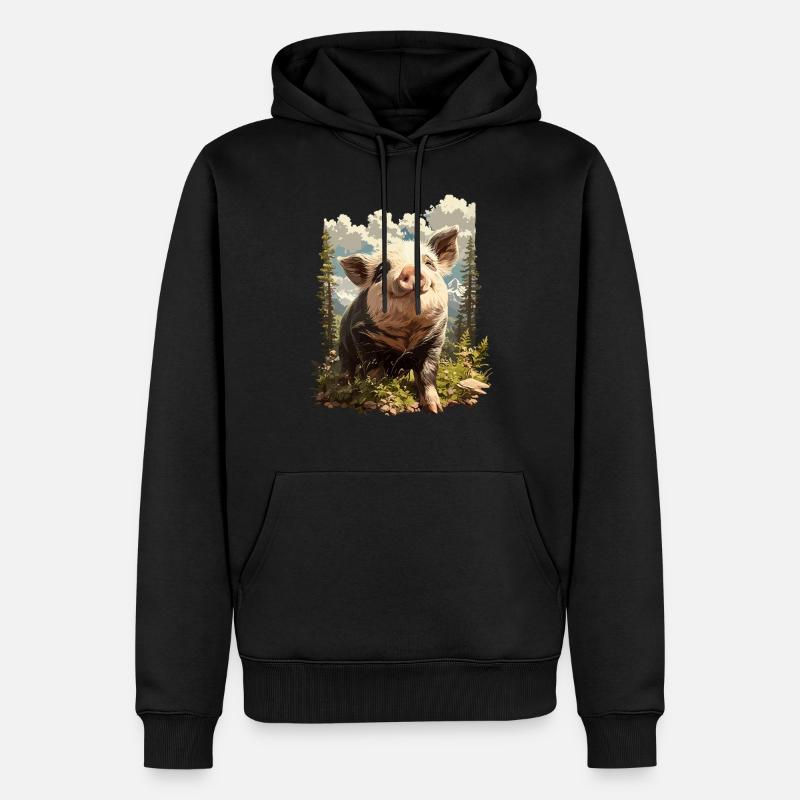 Cochon Cochon - Sweat à capuche Premium bio Homme - noir