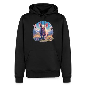 Schweine Schwein - Männer Premium Bio Hoodie - Schwarz - Vorne - Nico (187cm)