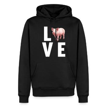 Cochon Cochon - Sweat à capuche Premium bio Homme - noir - Devant - Nico (187cm)