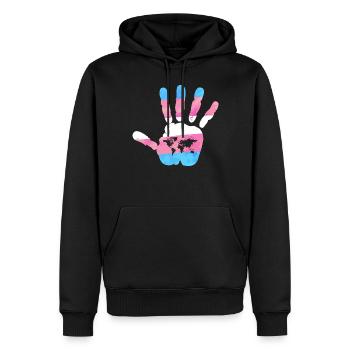 Fierté LGBT transgenre - Sweat à capuche Premium bio Homme - noir - Devant - Nico (187cm)