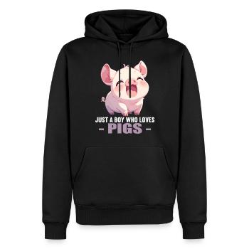 Cochon Cochon - Sweat à capuche Premium bio Homme - noir - Devant - Nico (187cm)