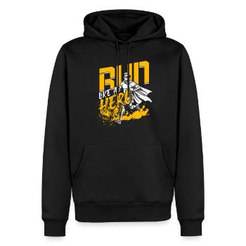 Marathon, marathonien, courez comme un héros - Sweat à capuche Premium bio Homme - noir - Devant - Nico (187cm)