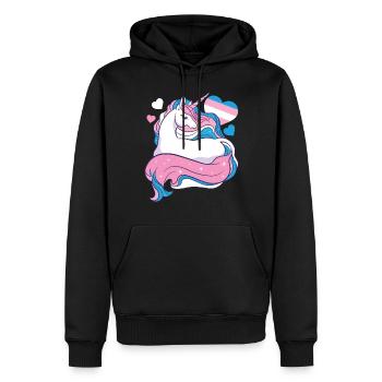 Fierté LGBT transgenre - Sweat à capuche Premium bio Homme - noir - Devant - Nico (187cm)