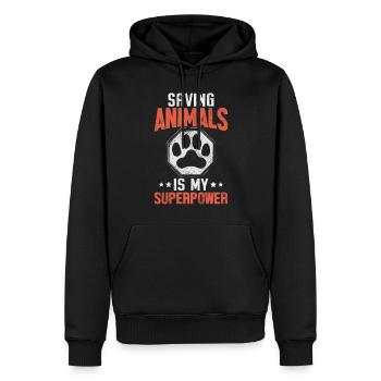 Sauver les animaux est mon superpouvoir d’accueil - Sweat à capuche Premium bio Homme - noir - Devant - Nico (187cm)
