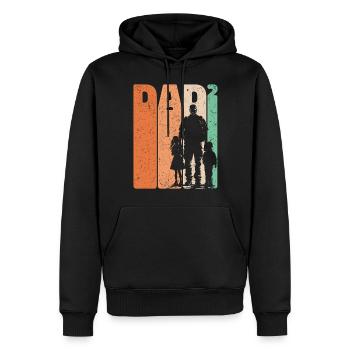 Dad Hoch 2 Vater Sohn Tochter Retro Geschenk - Männer Premium Bio Hoodie - Schwarz - Vorne - Nico (187cm)