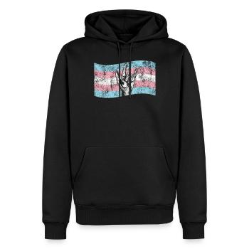 Fierté LGBT transgenre - Sweat à capuche Premium bio Homme - noir - Devant - Nico (187cm)