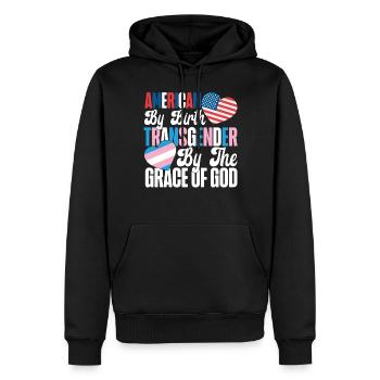 Fierté LGBT transgenre - Sweat à capuche Premium bio Homme - noir - Devant - Nico (187cm)