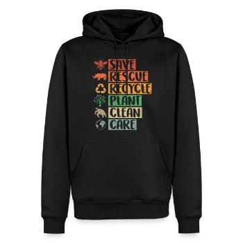 Speichern retten Recyceln Pflanze Reinigen Pflege Retro Tier - Männer Premium Bio Hoodie - Schwarz - Vorne - Nico (187cm)