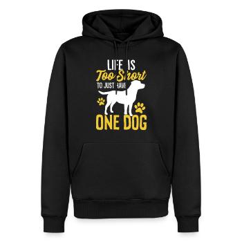 Das Leben ist zu kurz, um nur einen Hund zu retten - Männer Premium Bio Hoodie - Schwarz - Vorne - Nico (187cm)
