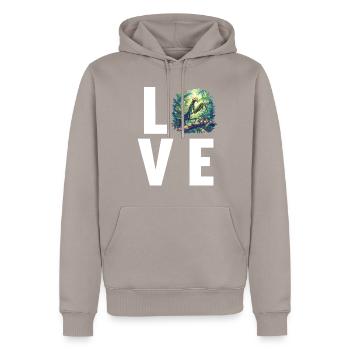 Gottesanbeterinnenen Gottesanbeterin - Männer Premium Bio Hoodie - Taupe - Vorne - Nico (187cm)