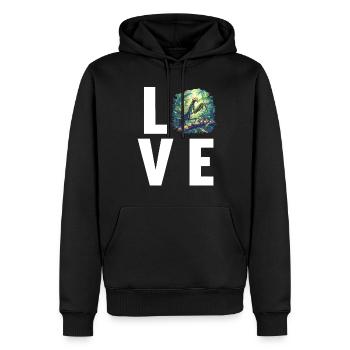Mantes religieuses Mantes religieuses - Sweat à capuche Premium bio Homme - noir - Devant - Nico (187cm)
